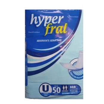 Absorvente Geriátrico Hyper Fral tamanho único com 50 unidades