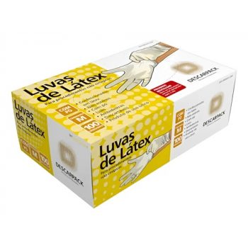 Luva de Látex com pó Descarpack tamanho M com 100 unidades 
