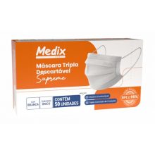 Máscara Descartável Tripla com Elástico Medix com 50 unidades 