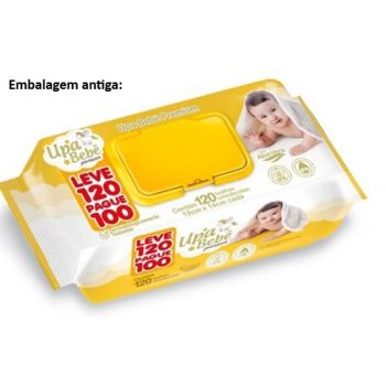 Toalhas Umedecidas Upa Bebê Premium 20cm x 15cm com 120 unidades