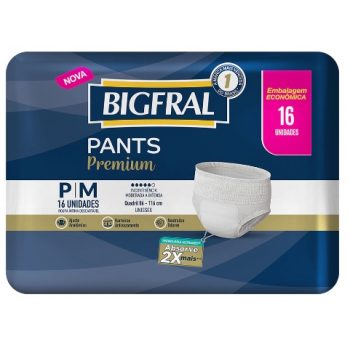 Roupa Íntima Descartável Bigfral Premium Pants tamanho P/M com 16 unidades