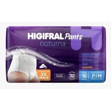 Roupa Íntima Descartável Higifral Pants Noturna tamanho P/M com 16 unidades