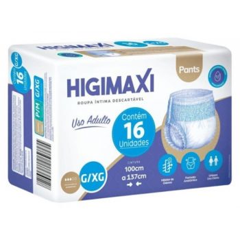 Roupa Íntima Descartável Higimaxi Pants tamanho G/XG com 16 unidades Fralda Calcinha
