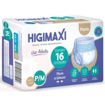 Roupa Íntima Descartável Higimaxi Pants tamanho P/M com 16 unidades Fralda Calcinha