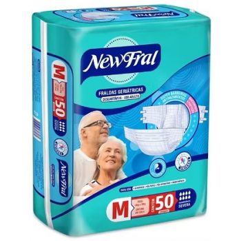 Fralda Geriátrica New Fral tamanho M com 50 unidades