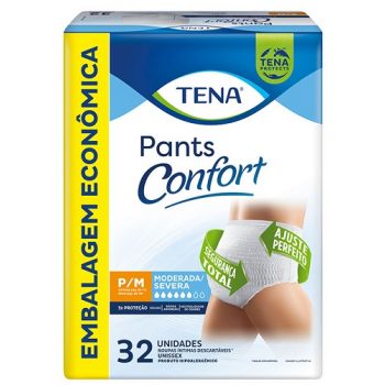 Roupa Íntima Descartável Tena Pants Confort tamanho P/M com 32 unidades Fralda Calcinha
