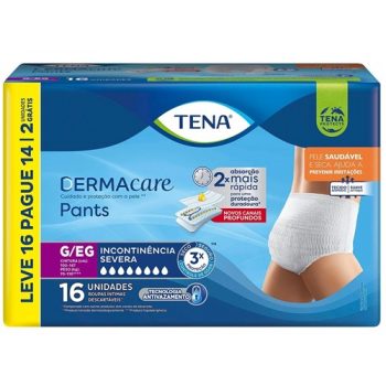 Roupa Íntima Descartável Tena Pants Dermacare tamanho G/EG com 16 unidades