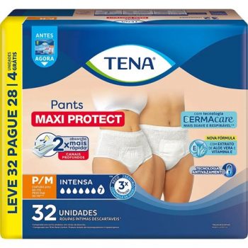 Roupa Íntima Descartável Tena Pants Dermacare tamanho P/M com 32 unidades Fralda Calcinha