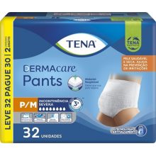 Roupa Íntima Descartável Tena Pants Dermacare tamanho P/M com 32 unidades Fralda Calcinha