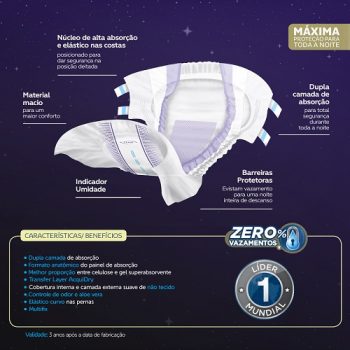 Fralda Geriátrica Tena Slip Noturna tamanho G com 16 unidades