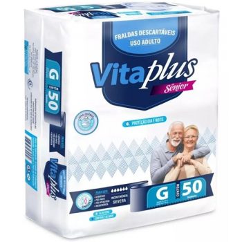 Fralda Geriátrica Vita Plus tamanho G com 50 unidades