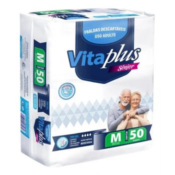 Fralda Geriátrica Vita Plus tamanho M com 50 unidades